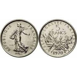 سکه 5 فرانک - نیکل مس روکش نیکل - فرانسه 1970 غیر بانکی