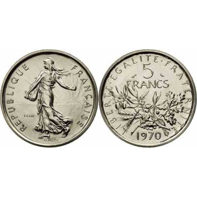 سکه 5 فرانک - نیکل مس روکش نیکل - فرانسه 1970 غیر بانکی
