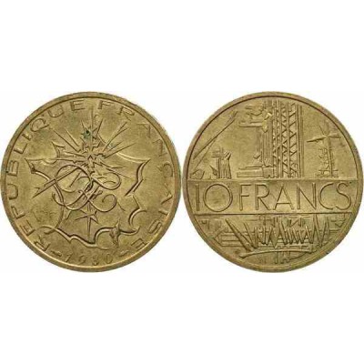 سکه 10 فرانک - نیکل برنج - فرانسه 1980 غیر بانکی
