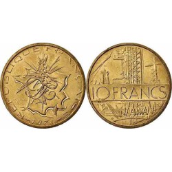 سکه 10 فرانک - نیکل برنج - فرانسه 1978 غیر بانکی