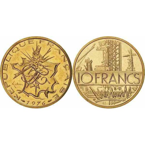 سکه 10 فرانک - نیکل برنج -فرانسه 1976 غیر بانکی