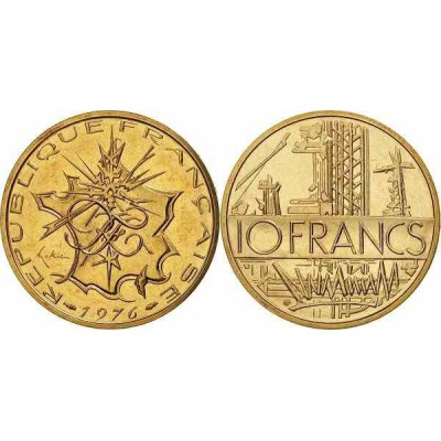 سکه 10 فرانک - نیکل برنج -فرانسه 1976 غیر بانکی