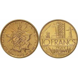 سکه 10 فرانک - نیکل برنج -فرانسه 1975 غیر بانکی