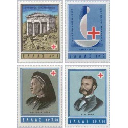 4 عدد تمبر صدمین سالگرد صلیب سرخ - یونان 1963