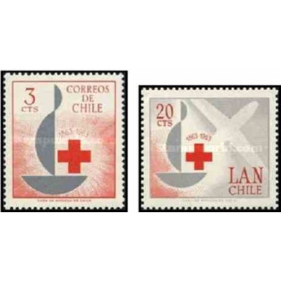 2 عدد تمبر صدمین سالگرد صلیب سرخ - شیلی 1963