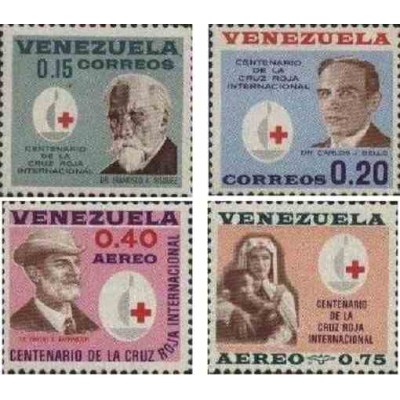 4 عدد تمبر صدمین سالگرد صلیب سرخ - ونزوئلا 1963