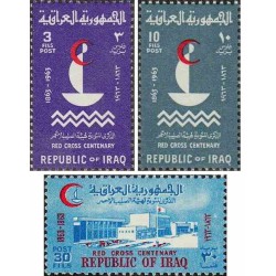 3 عدد تمبر صدمین سالگرد صلیب سرخ - عراق 1963