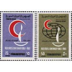 2 عدد تمبر صدمین سالگرد صلیب سرخ - سوریه 1963