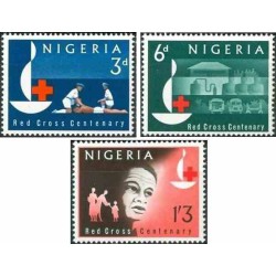 3 عدد تمبر صدمین سالگرد صلیب سرخ - نیجریه 1963