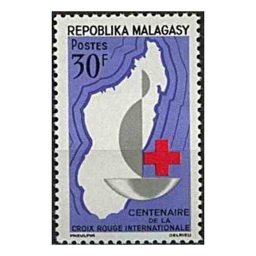 1 عدد تمبر صدمین سالگرد صلیب سرخ - ماداگاسکار 1963