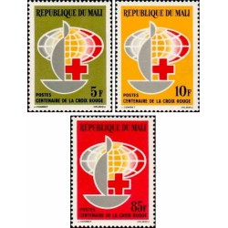 3 عدد تمبر صدمین سالگرد صلیب سرخ - مالی 1963