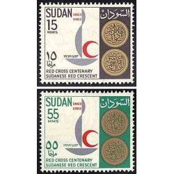 2 عدد تمبر صدمین سالگرد صلیب سرخ بین المللی - سودان 1963