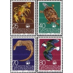 4 عدد  تمبر صندوق جهانی حیات وحش - حیوانات - ٌWWF - لیختنشتاین 1976