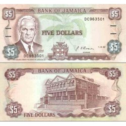 اسکناس 5 دلار - جامائیکا 1992