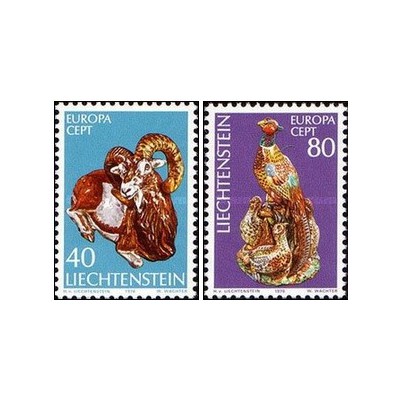 2 عدد  تمبر  مشترک اروپا - Europa Cept - صنایع دستی - لیختنشتاین 1976