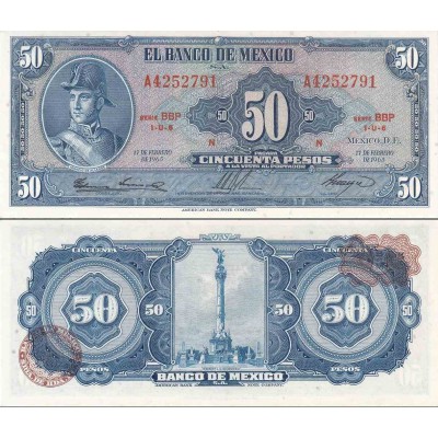 اسکناس 50 پزو - مکزیک 1965 تاریخ 17 فوریه