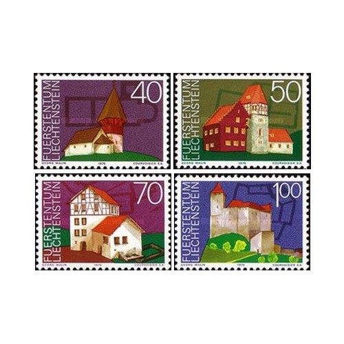 4 عدد تمبر سال اروپایی حفاظت از بناهای تاریخی - لیختنشتاین 1975