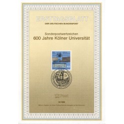 برگه اولین روز انتشار تمبر هفتصد و پنجاهمین سالگرد دوسلدورف - جمهوری فدرال آلمان 1988