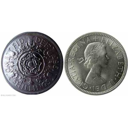 سکه 2 شیلینگ - نیکل مس - انگلیس 1963 غیر بانکی