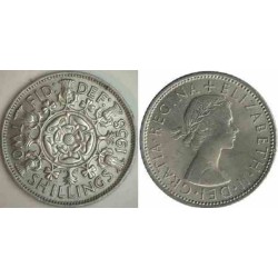 سکه 2 شیلینگ - نیکل مس - انگلیس 1958 غیر بانکی