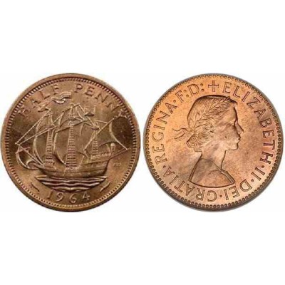 سکه نیم پنی - برنز - انگلیس 1964 غیر بانکی