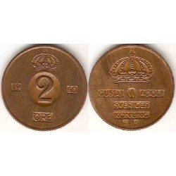 سکه 2 اوره - برنز - سوئد 1960 غیر بانکی