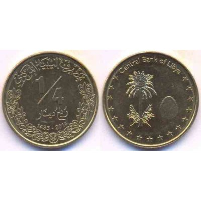 سکه ¼ دینار - برنج - لیبی 2014 غیر بانکی