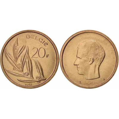 سکه 20 فرانک - نیکل برنز - بلژیک 1981 غیر بانکی