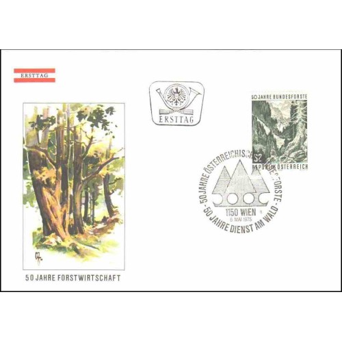 پاکت مهر روز  50مین سالگرد خدمات جنگلداری - اتریش 1975