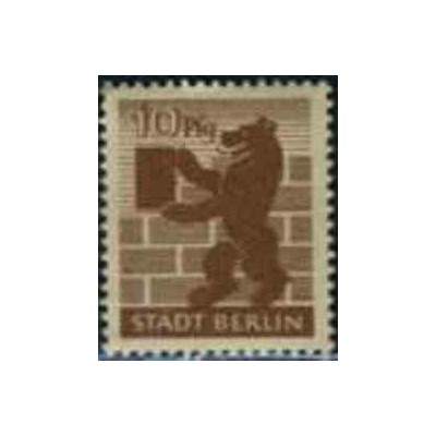 1 عدد تمبر سری پستی - 10 - شهر برلین - جمهوری دموکراتیک آلمان 1945 با شارنیه