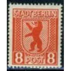1 عدد تمبر سری پستی - 8 - شهر برلین - جمهوری دموکراتیک آلمان 1945 با شارنیه