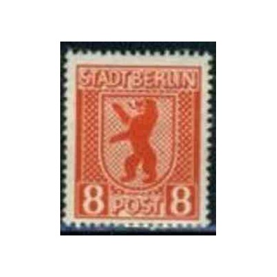 1 عدد تمبر سری پستی - 8 - شهر برلین - جمهوری دموکراتیک آلمان 1945 با شارنیه