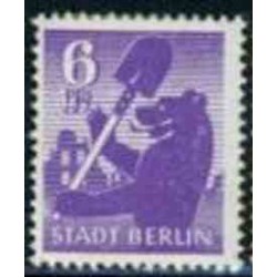 1 عدد تمبر سری پستی - 6 - شهر برلین - جمهوری دموکراتیک آلمان 1945 با شارنیه