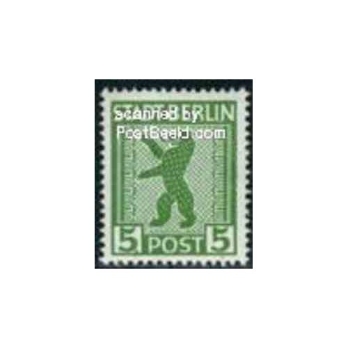 1 عدد تمبر سری پستی - 5 - شهر برلین - جمهوری دموکراتیک آلمان 1945 با شارنیه