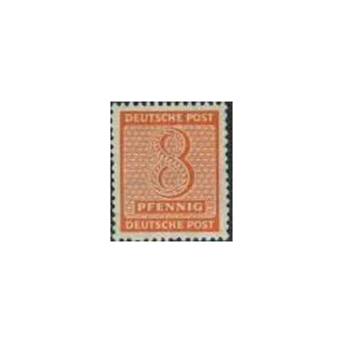 1 عدد تمبر سری پستی - 8 فنیک - ساشن غربی - جمهوری دموکراتیک آلمان 1945 با شارنیه