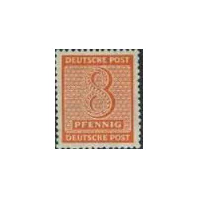 1 عدد تمبر سری پستی - 8 فنیک - ساشن غربی - جمهوری دموکراتیک آلمان 1945 با شارنیه