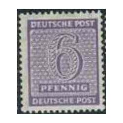 1 عدد تمبر سری پستی - 6 فنیک - ساشن غربی - جمهوری دموکراتیک آلمان 1945 با شارنیه