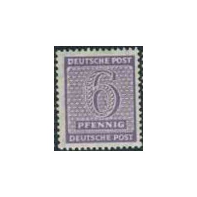 1 عدد تمبر سری پستی - 6 فنیک - ساشن غربی - جمهوری دموکراتیک آلمان 1945 با شارنیه