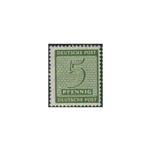 1 عدد تمبر سری پستی - 5 فنیک - ساشن غربی - جمهوری دموکراتیک آلمان 1945 با شارنیه