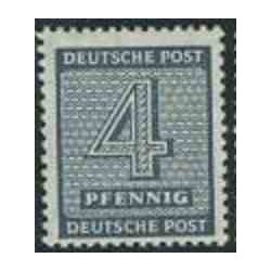 1 عدد تمبر سری پستی - 4 فنیک - ساشن غربی - جمهوری دموکراتیک آلمان 1945 با شارنیه