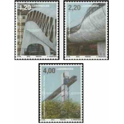3 عدد تمبر معماری و پویایی - لوگزامبورگ 2012 ارزش روی تمبر 7.4 یورو ارزش کاتالوگ16.3 دلار