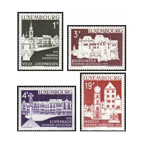 4 عدد تمبر سال میراث معماری اروپائی - لوگزامبورگ 1975 قیمت 5.2 دلار