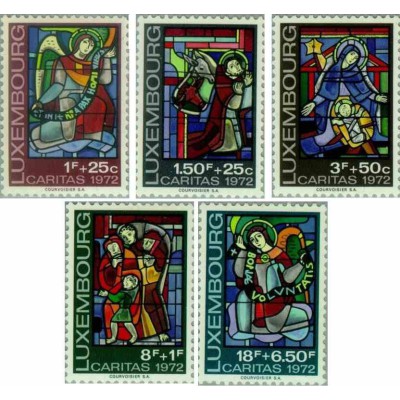 5 عدد تمبر ولادت - تمبر خیریه - تابلو - لوگزامبورگ 1972 قیمت 4.65 دلار
