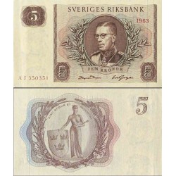 اسکناس 5 کرون - سوئد 1963