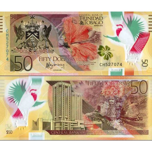 اسکناس پلیمر 50 دلار - ترینیداد توباگو 2015 چاپ دلارو لندن