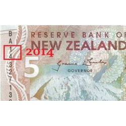 اسکناس پلیمر 5 دلار - تصویر ادموند هیلاری نخستین فاتح اورست - نیوزلند 2014