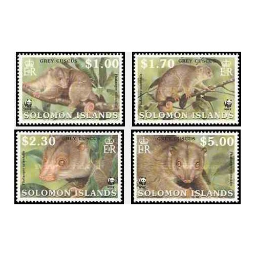 4 عدد تمبر Cuscus - WWF خاکستری  - B - جزایر سلیمان 2002