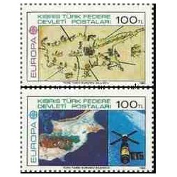 2 عدد تمبر مشترک اروپا - Europa Cept - اختراعات - قبرس ترکیه 1983