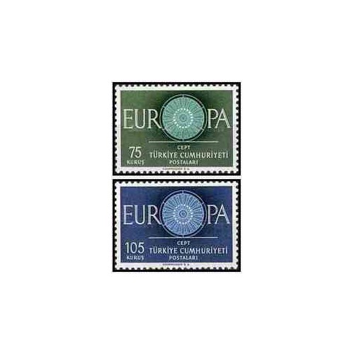 2 عدد تمبر مشترک اروپا - Europa Cept - ترکیه 1960