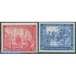 2 عدد تمبر نمایشگاه پائیزه لایپزیک - رایش آلمان 1947